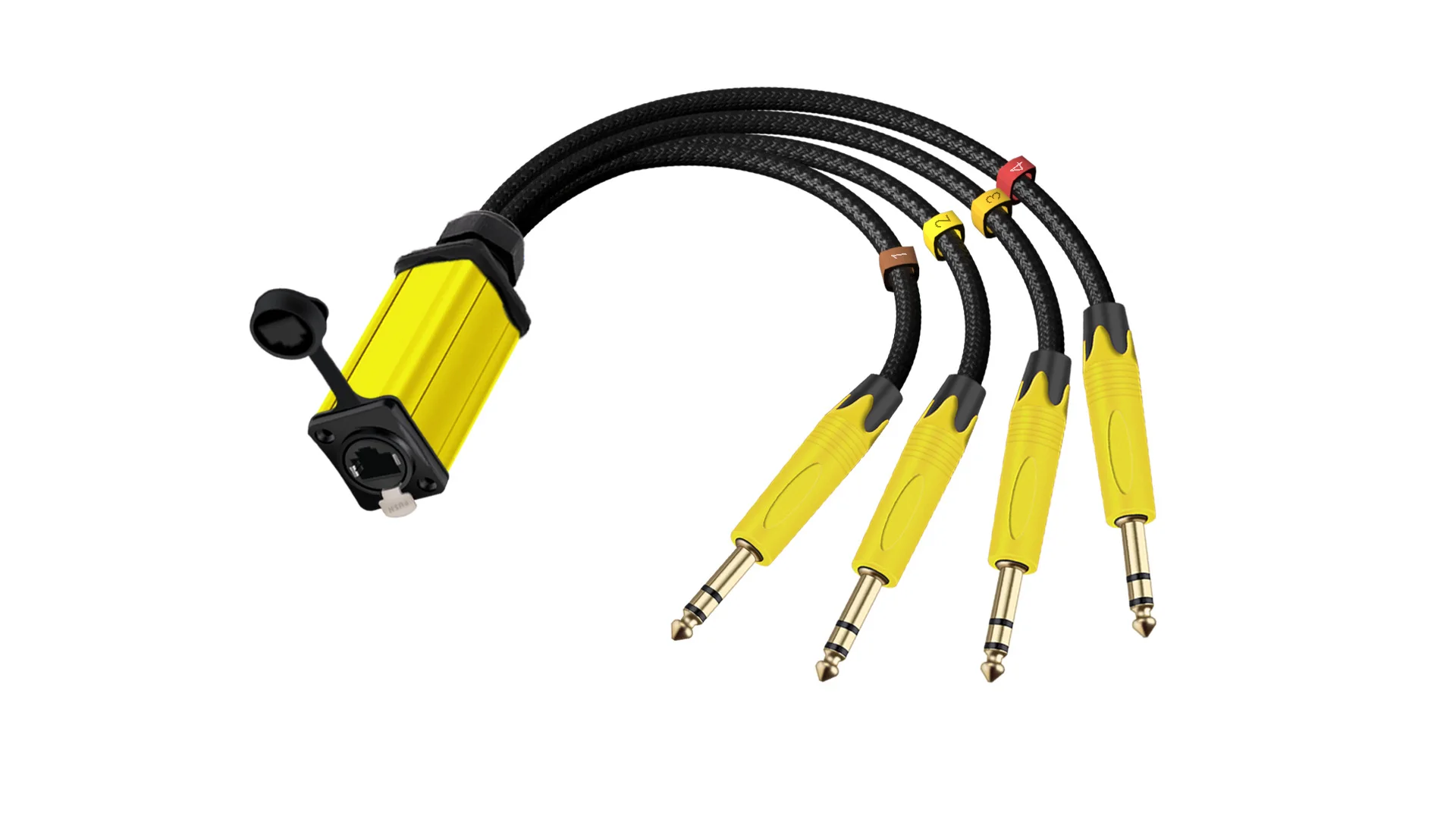 Netzwerkkonverter RJ45 CAT5/6 mit Abschirmung zu 4-Kanal 6,35/6,5mm TRS-Stecker Multi-Netzwerk-Empfängerkabel für Lautsprecher, Verstärker, Mischpult – Detail 9