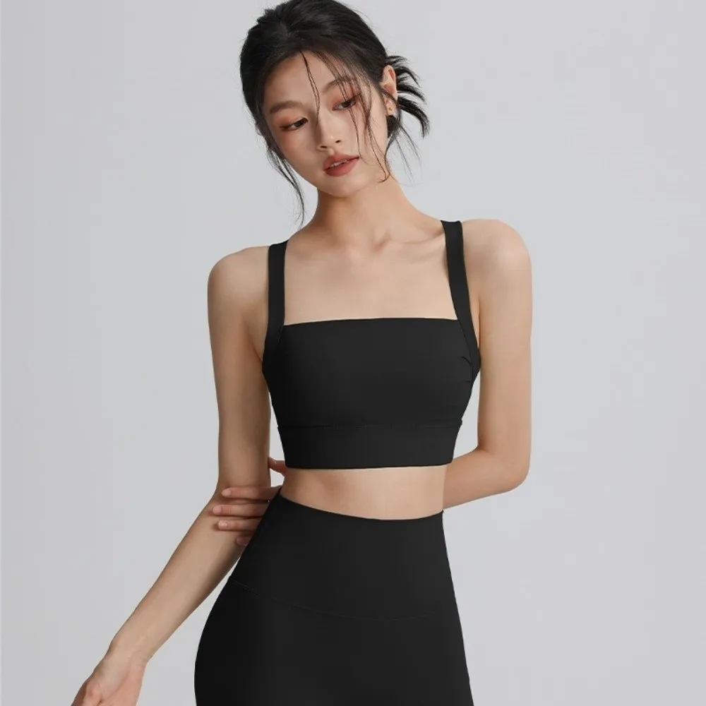 

Removable padding Women's Sports Bra Back Hollow Out Shock-proof Yoga Underwear Wide strap High Impact Support Fitness Bra Gym