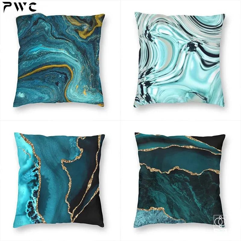 

60x60cm Abstract Marble Pattern Cushion Cover Decorative Cushions for Living Room Sofa Fashion Blue Pillowcase Home Decor 45*45