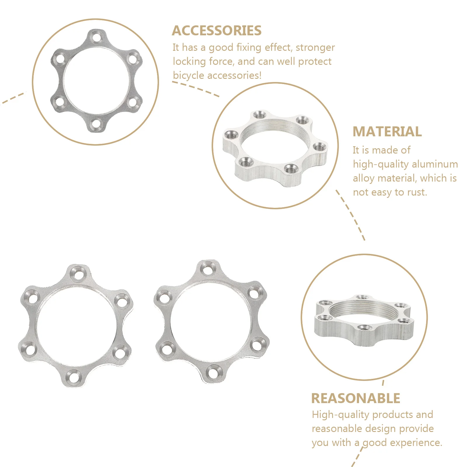 

2pcs Disc Brake Pads 6 Hole Metric Thread Rotors Bike Disk Brakes Accessories Adapter Center Lock Hub Durable Mountain Road