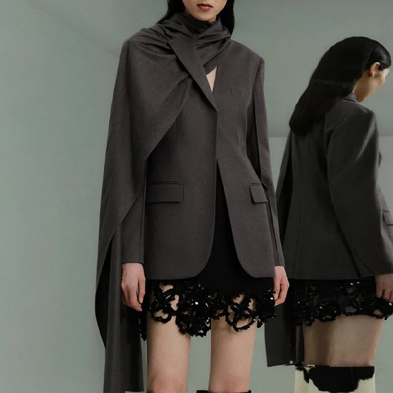 بدلة راقية للسيدات لخريف وشتاء جديد مخصص متعدد الارتداء شال بأكمام طويلة ملابس نسائية ملابس خارجية ropa mujer