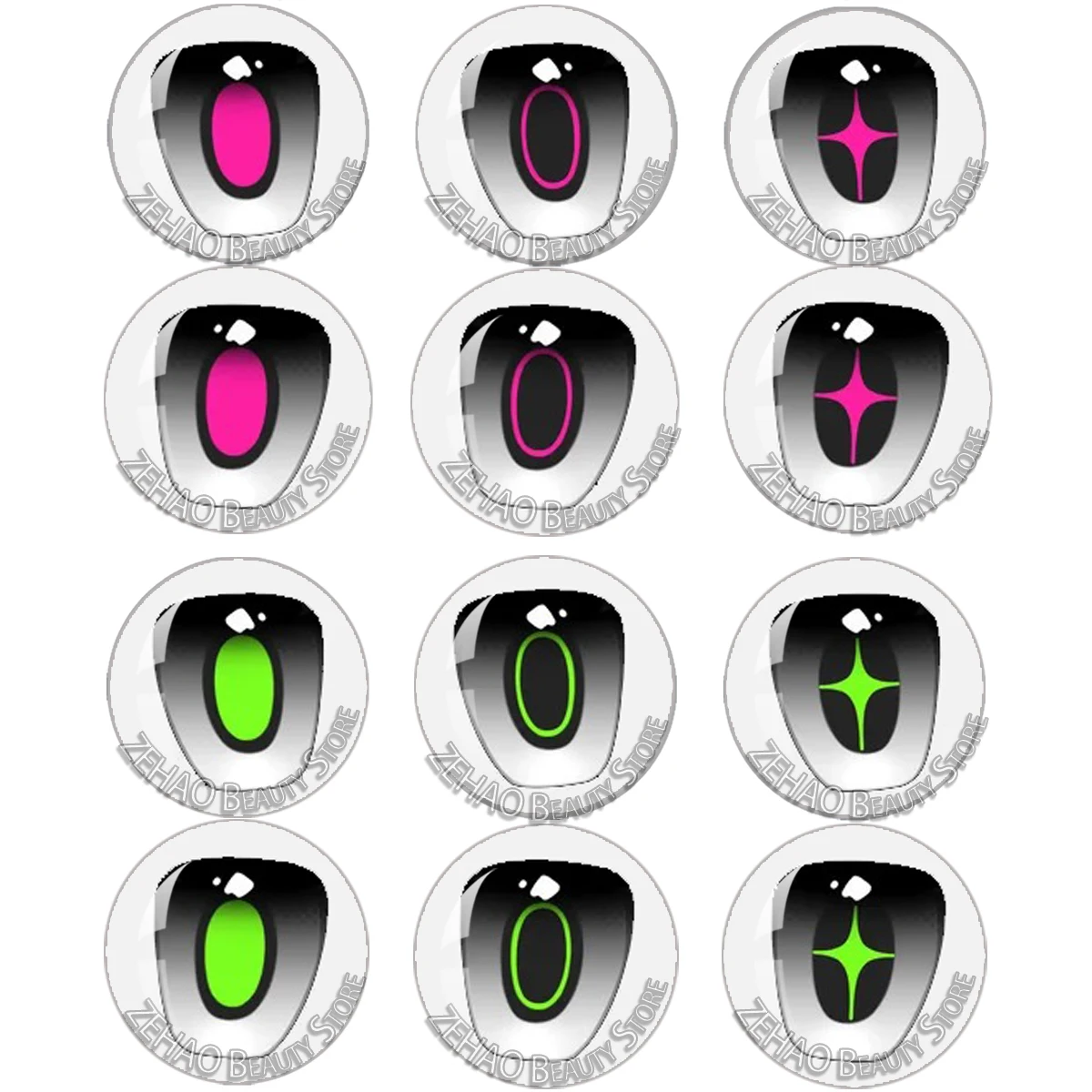 12Pcs Glass 10MM-40MM Glass Eyes Cabochon CharmsDoll Eyes Pattern Crafts Handmade DIY Blyth BJD Doll Accessory
