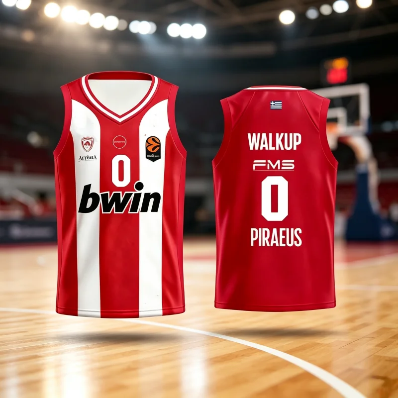Image of 2026 Sommer Neuheiten Griechenland Olympiacos Athen Basketballtrikot Herren Damen Basketballweste Schnelltrocknend Fan Familie Kinder T-Shirts