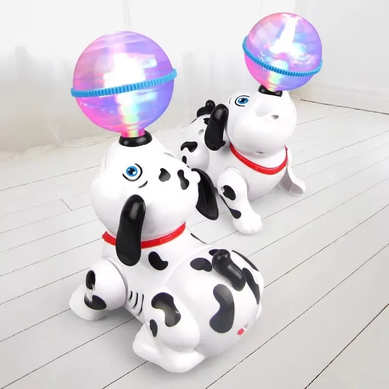 Spinning Dalmatian Toys Bump and Go Dancing Dog with Ball Music & Colorful Flashing Lights for Small Babies Infant Toddlers