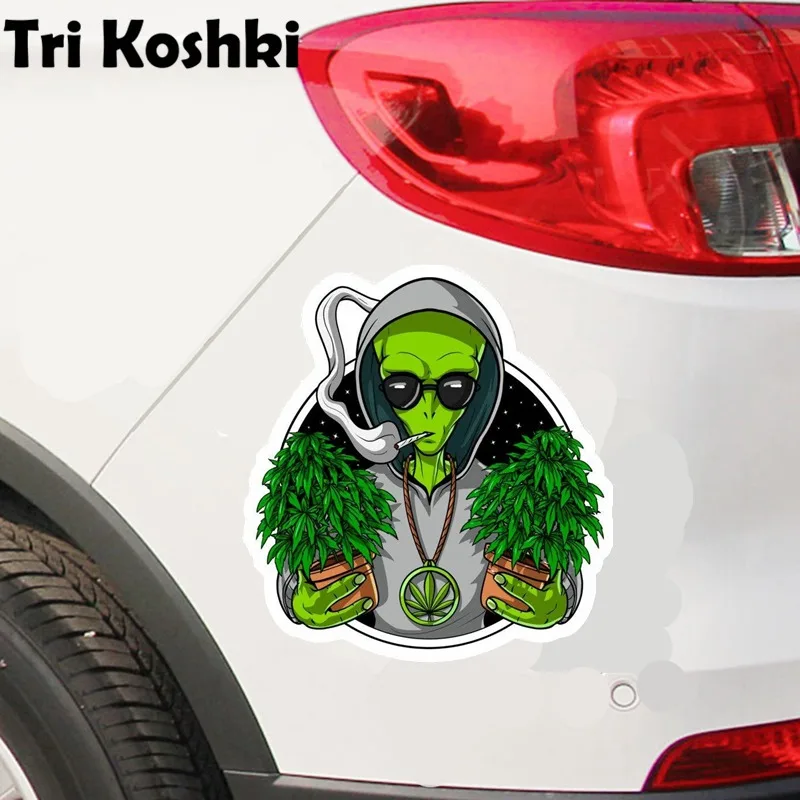 Tri Koshki KCS537 Alien Weed Car Sticker PVC Decals Motorcycle Accessories Sticker on Car Truck Bumper Laptop Wall