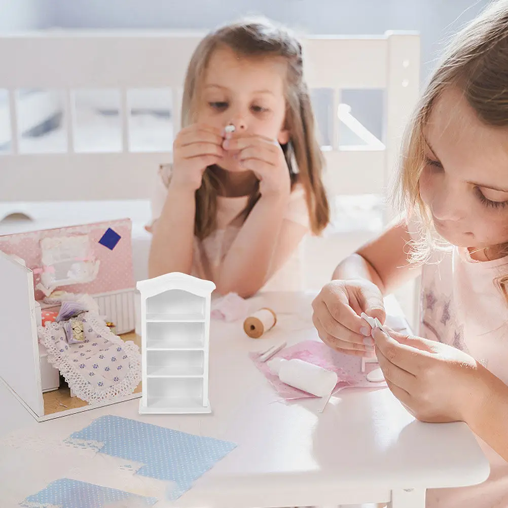 

2Pcs Miniature Furniture Bookshelf Wooden Small Cabinet Display Shelf Decorative Storage for Mini House Mini Furniture Model