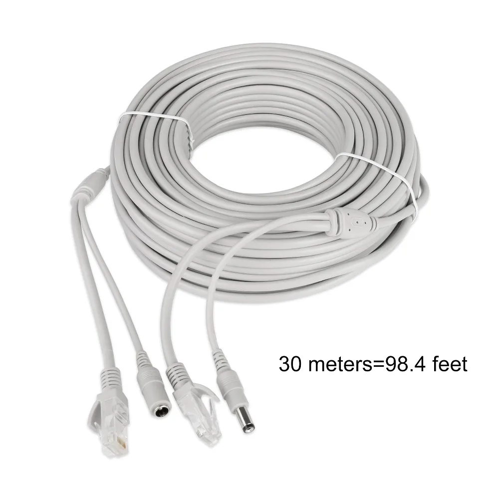 ESCAM 30m/20m/15m/10m/5m RJ45 + DC 12V Power Lan Cable Cord Network Cables for CCTV network IP Camera