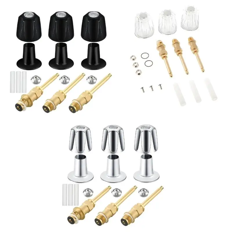652F Modern Acrylic Handle & Copper Valves Cores Bathroom Fixture Set Elegant Bathroom Handle for Safe & Comfortable Use