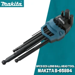 Makita B-65894 Allen Key 9Pcs Set Adjustable Spanner Hex Wrench Portable L-Shape Nuts Wrenches Six-Lens Ball Head Repair Tools