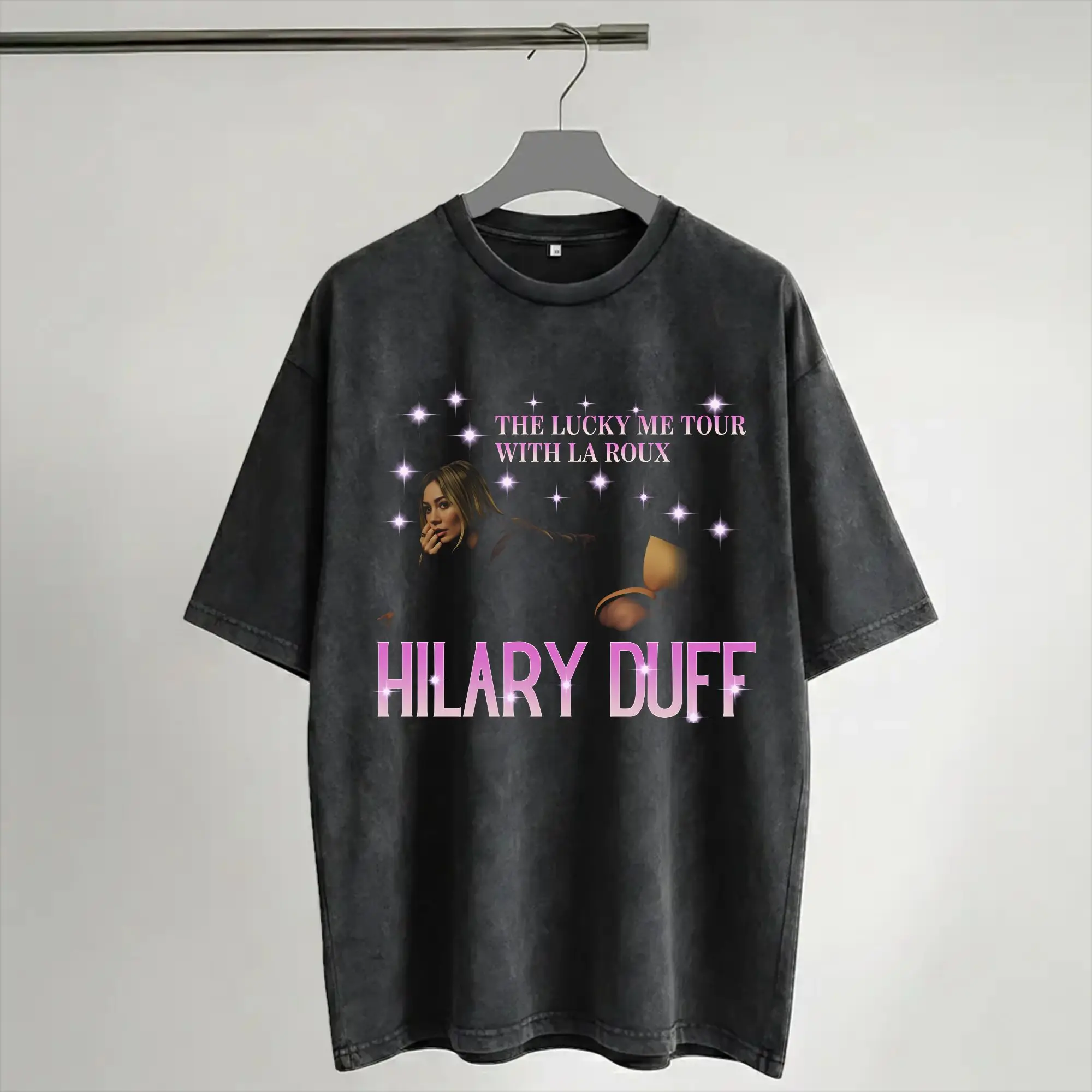 Summer Hilary Duff The Lucky Me Tour 2026 Washed T Shirts Accessories Oversize T-Shirts  for Men Women Tee
