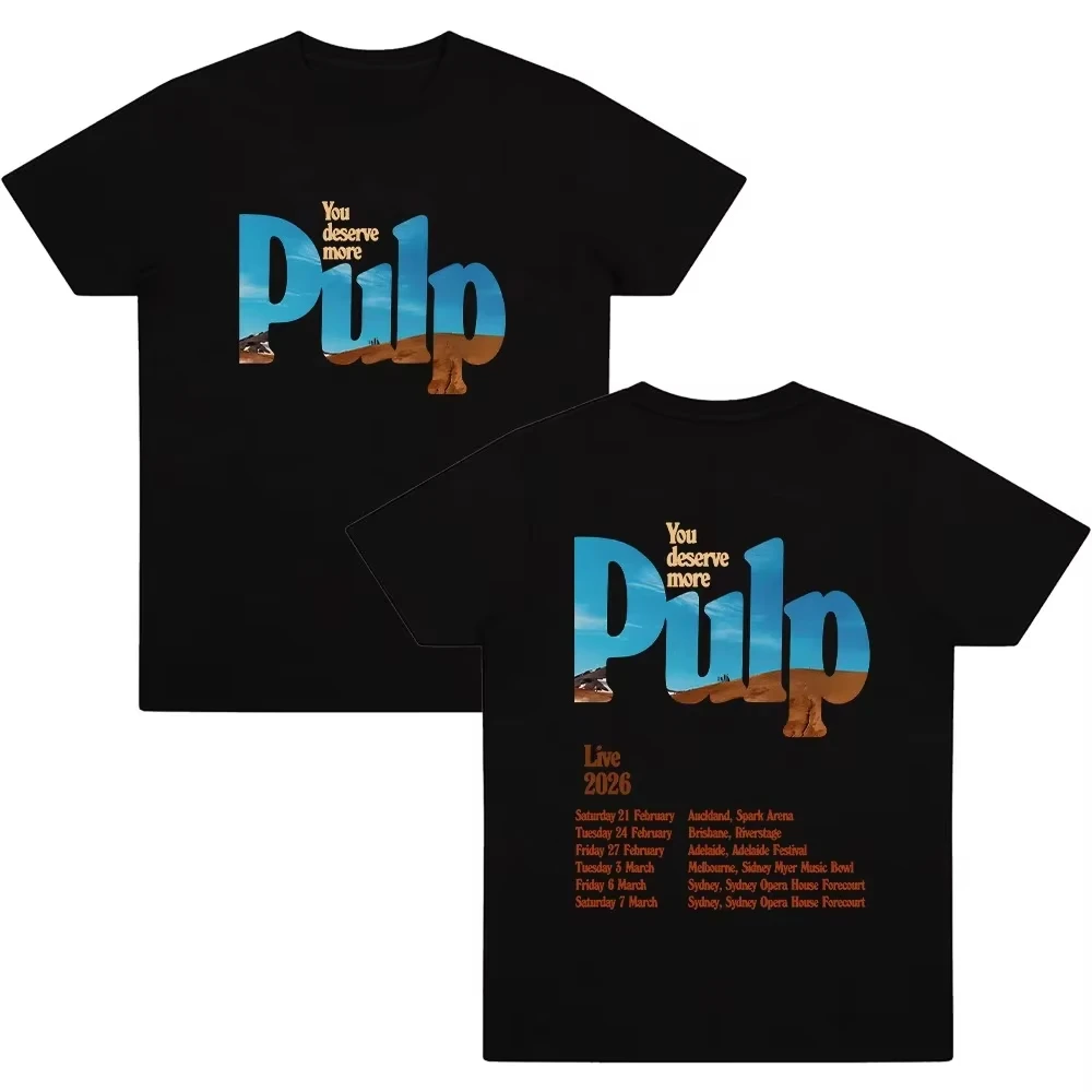 Heißer Verkauf Pulp Band Live 2026 Grafik-T-Shirt Britpop Ästhetik Streetwear Unisex Oversized Sommer Baumwoll-Print-T-Shirt Kleidung Oberteile