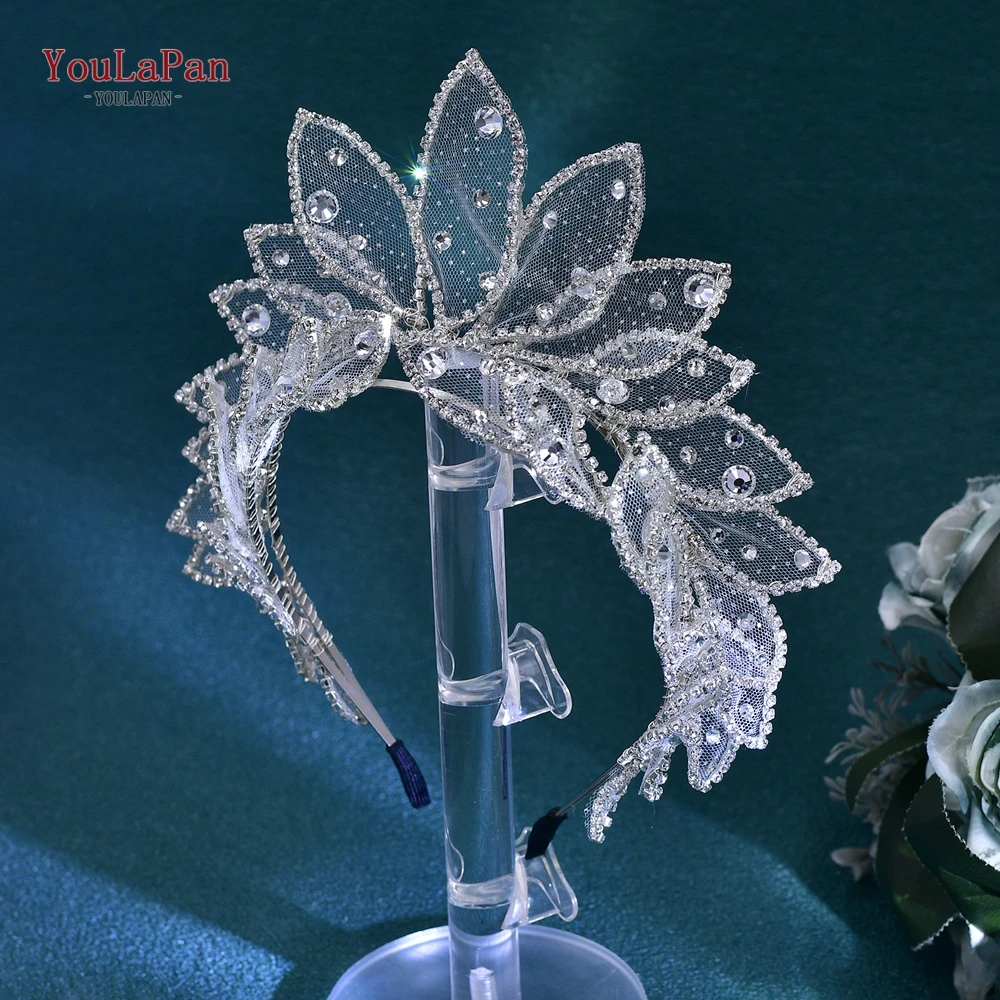 

YouLaPan Wedding Crown for Bride Hair Accessories Shiny Rhinestone Headwear Silver Color Elegant Wedding Hairpiece HP687