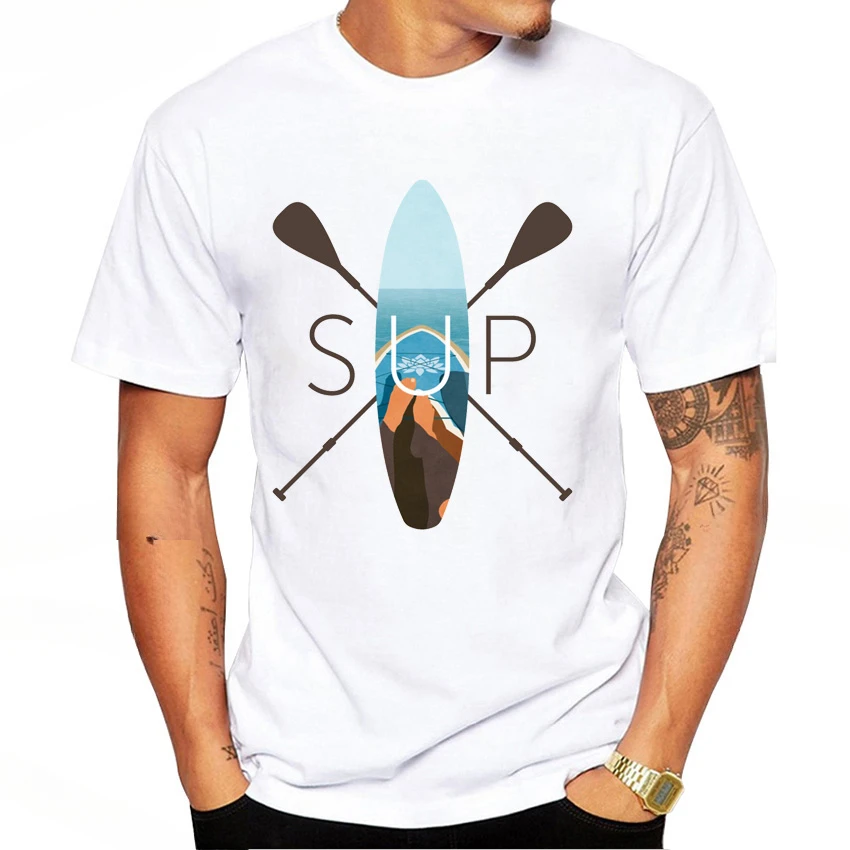 fashion manga Relax Paddle Board SUP T-Shirt New Summer Men Short Sleeve Hip Hop Boy Tops Stand Up Paddle Sport Mans White Tees