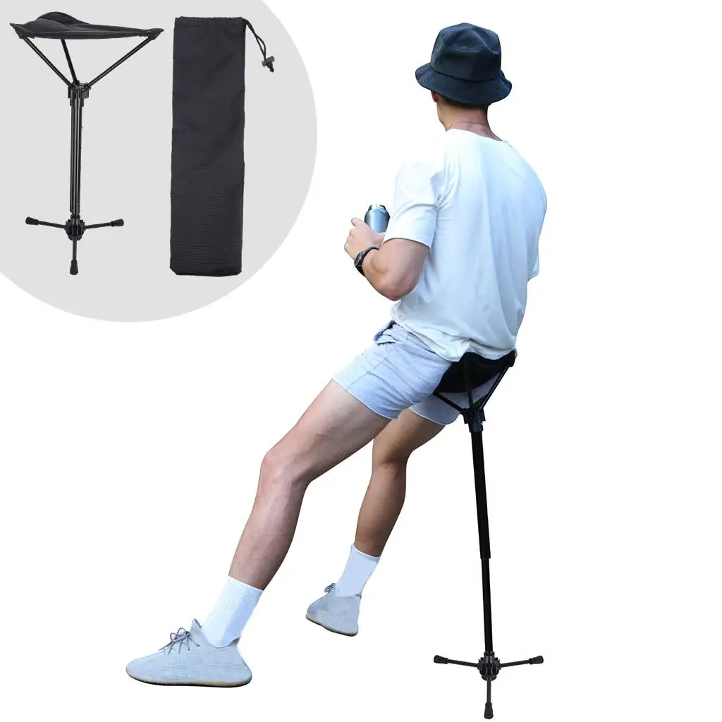 Tall Slacker Chair Portable Folding Tri-Leg Stool Rest Seat for Lounge Patio