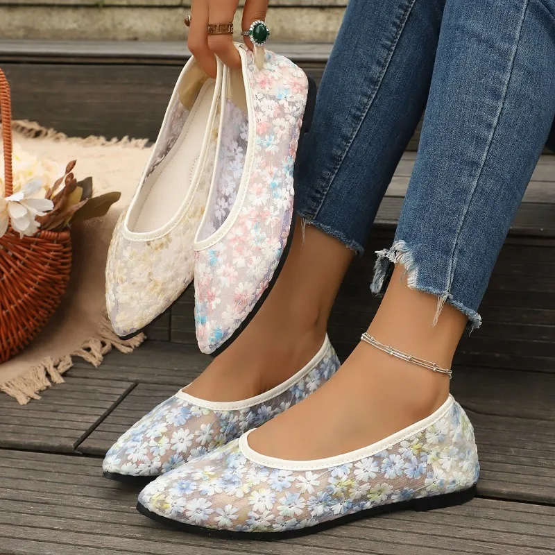 

Women Flats Spring Autumn New Pointed Toe Loafers 2026 New Solid Shallow Mesh Soft Sole Shoes Comfort Casual Female Sneakers