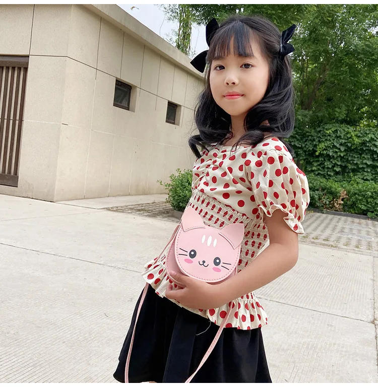 Children's bag Girl Cute little girl Fashion crossbody bag Fashion child kitten crossbody bag Baby fashion shoulder bag