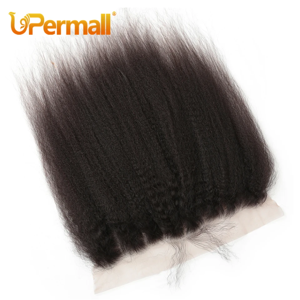 Upermall 13x4 Kinky Straight Lace Frontal Pre Plucked With Baby Hair HD Transparent Yaki 4x4 Closure Remy Human Hair For Women