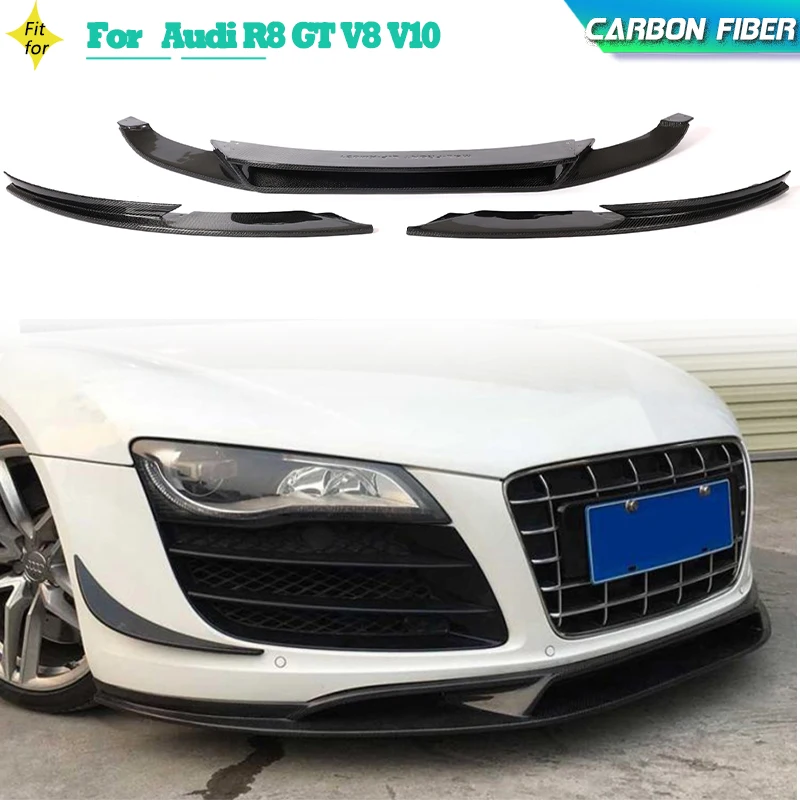 

Carbon Fiber Front Bumper Lip With Splitters For Audi R8 V8 V10 Coupe Convertible 2-Door 2008-2015 Front Lip Chin Protector FRP