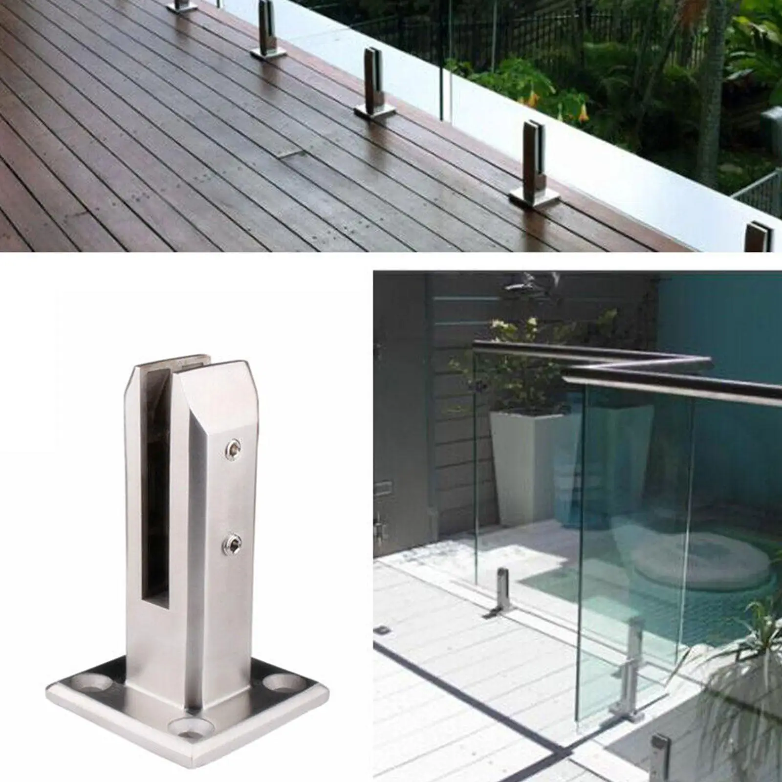 Heavy Duty Stainless Steel Glass Pool Fence Clip Floor Glass Stand Fix Fitting Clamp High Hardness Impact Resistance Glass Clip