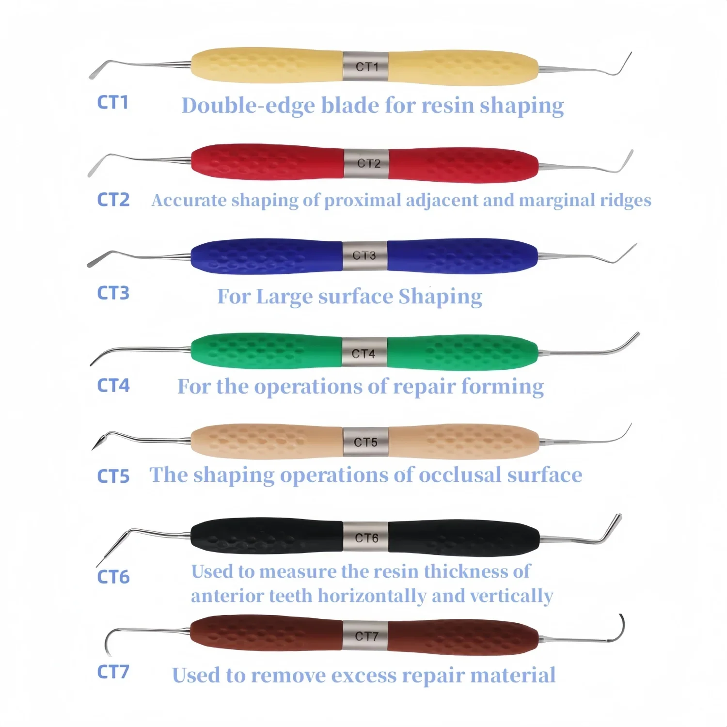 1/7pcs Dental Resin Filled Restorative Instrument Filler Aesthetic Restoration Knife Silicone Handle Dentistry Tools