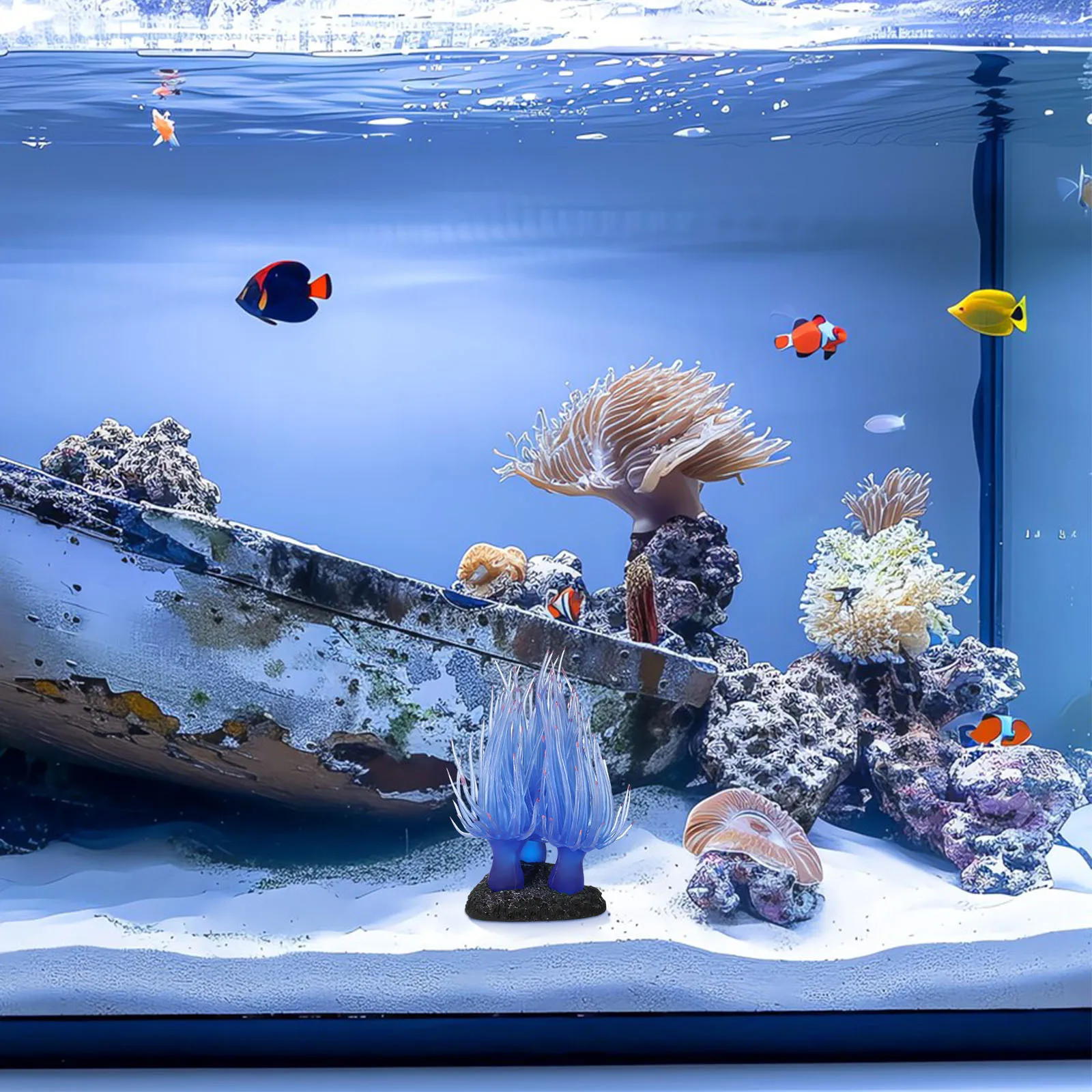 

Artificial Coral Fish Tank Ornament Blue Soft Flexible Lifelike Aquarium Decoration Aquatic Landscape Decor Fish Tank Coral