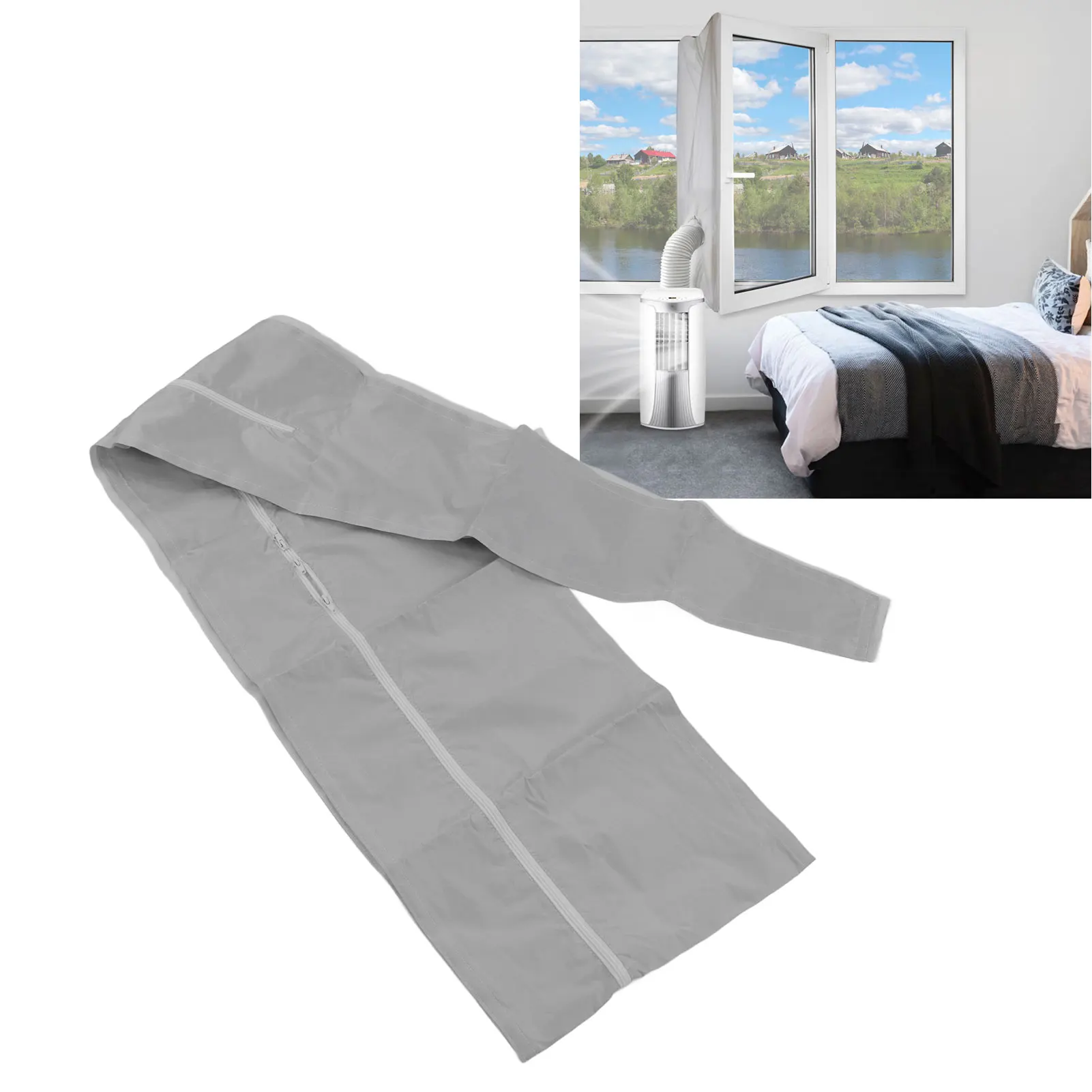 

AC Window Frame Sealing Cloth Portable Air Conditioner Window Sealing Cloth AC Window Frame Baffle Kit Silver Grey