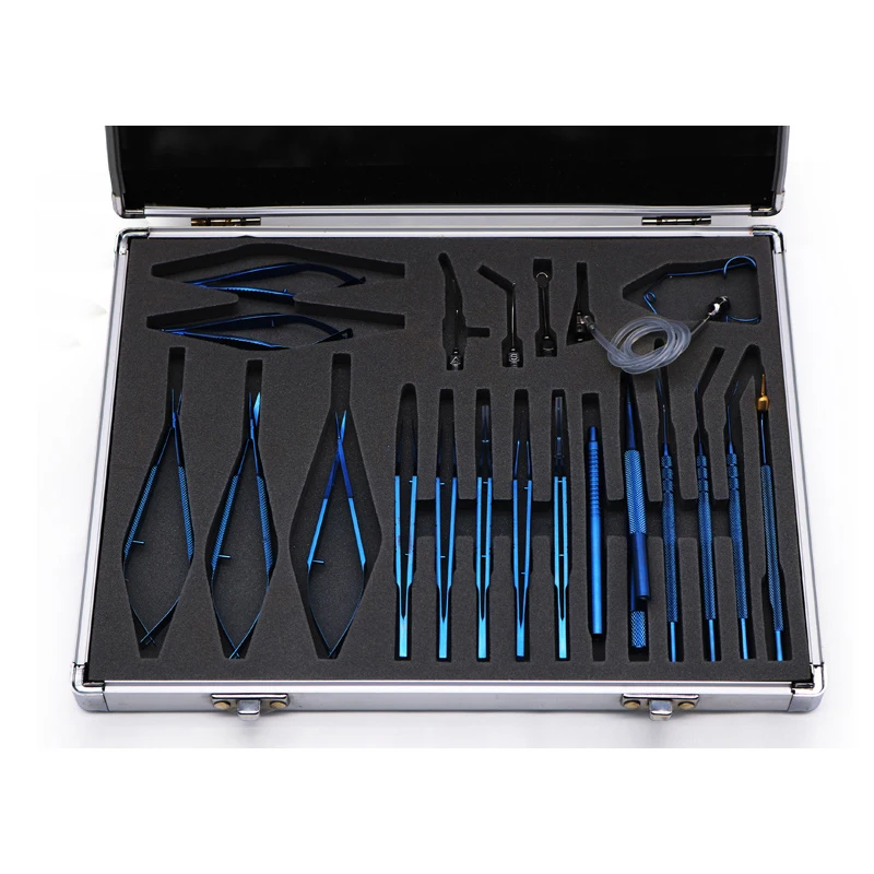 Ophthalmic Microsurgical Instruments Needle Holder Corneal Scissors 21pcs Set