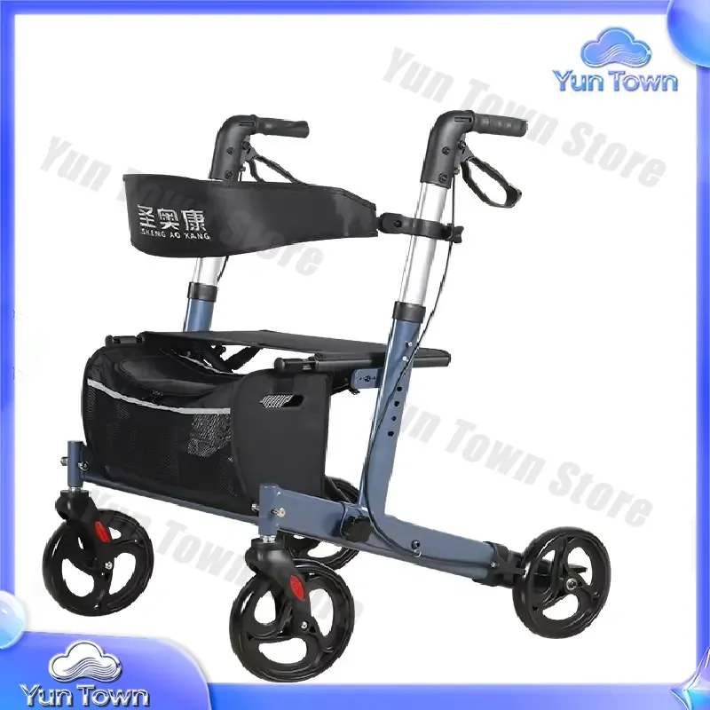 Medical Walker for Elderly Adults Aluminum Lightweight Folding Mobility Walker with Wheels and Hand Brakes for Seniors