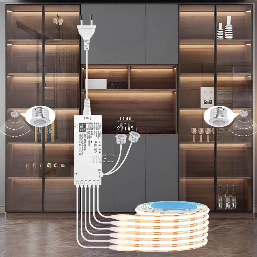 모션 센서 LED COB 스트립, 캐비닛 아래 컬렉션 캐비닛, 주방 계단 옷장, 침대 캐비닛, 측면 옷장, 램프 라이트