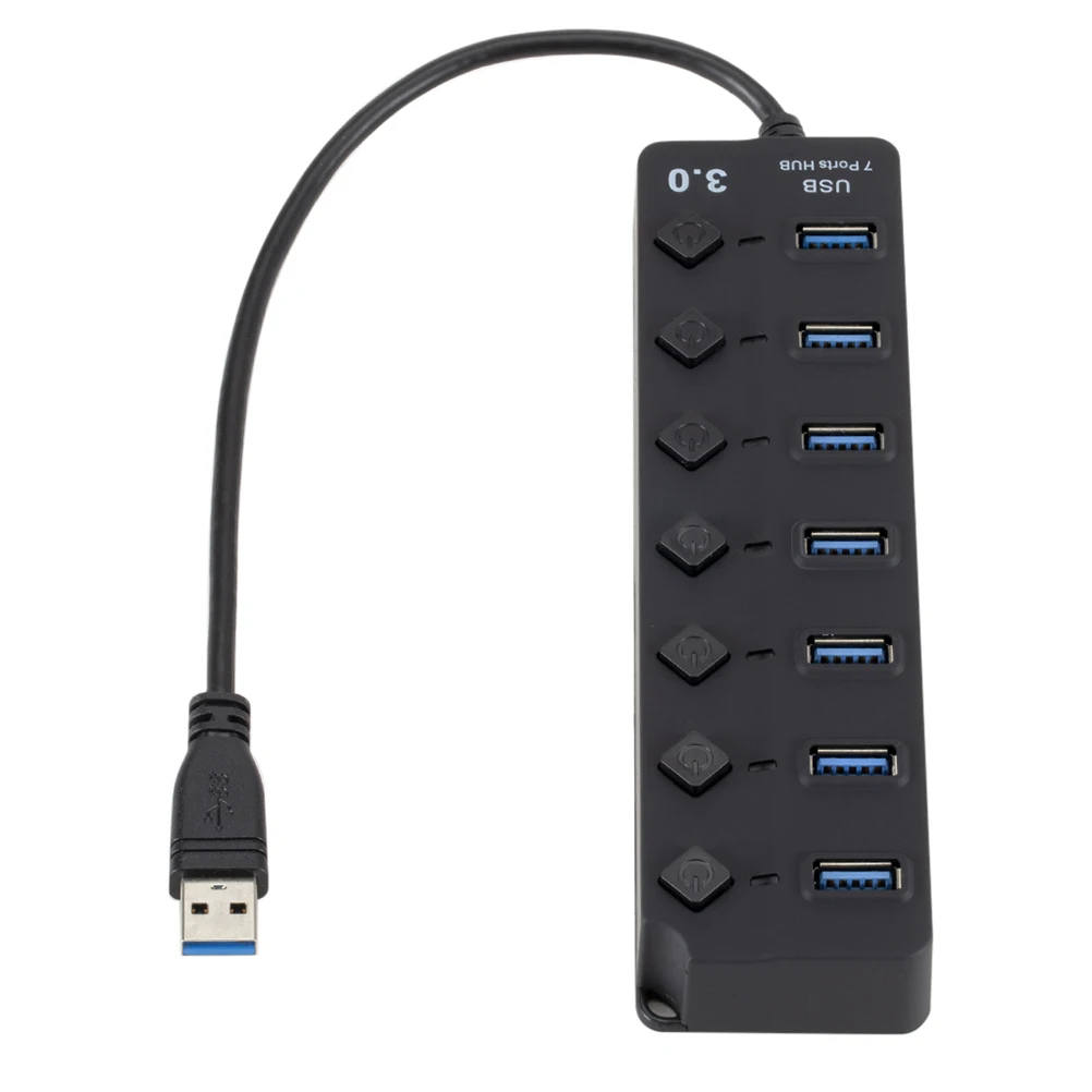 

7 Ports USB Hub High Speed USB 3 0 Laptop Device Connector Computer Adapter Splitter Slim Durable Data Transfer Charging Use