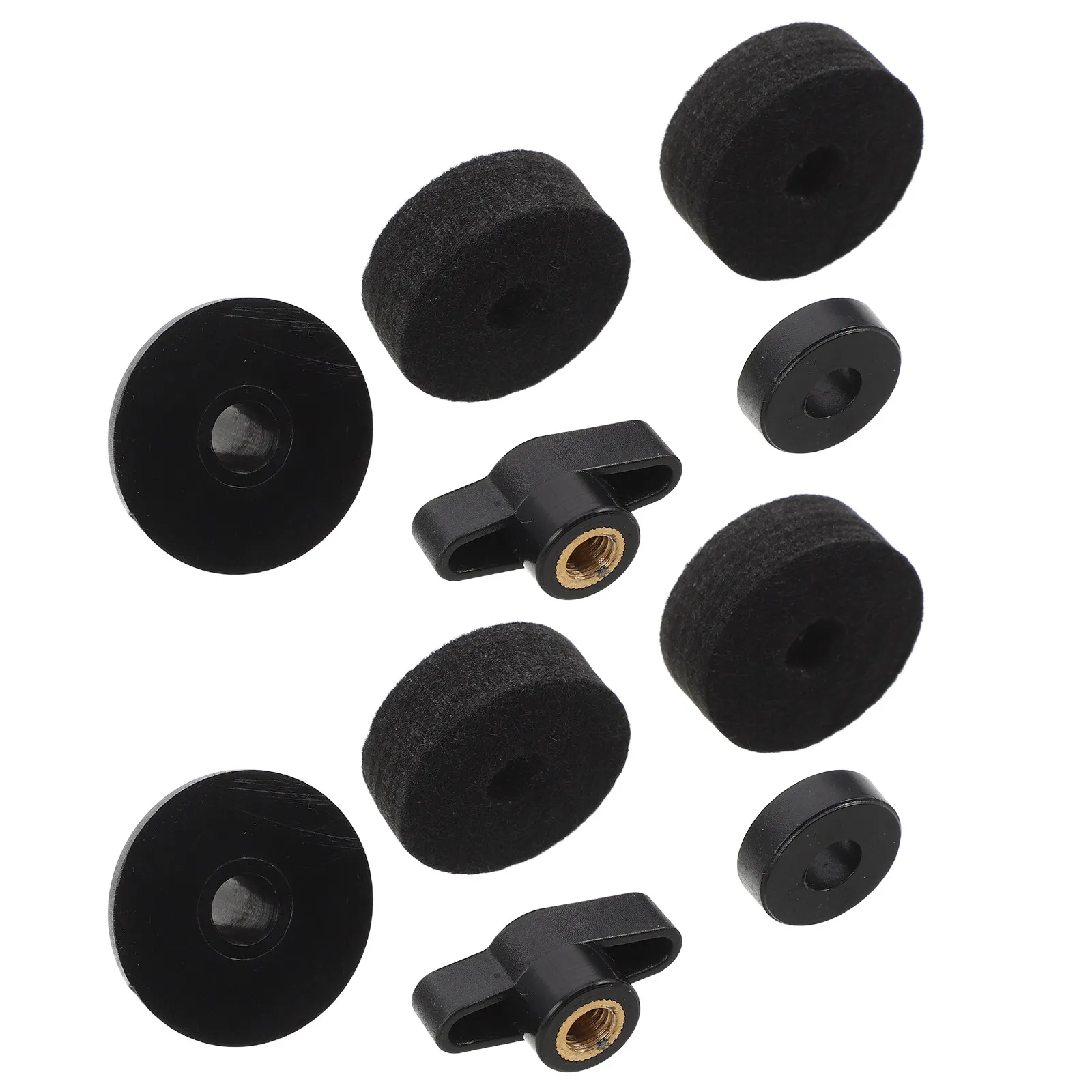 2Sets Drum Cymbal Accessories Felt Pads Sleeve Wing Nut Stable Support Quick Installation Replacement Cymbal Hardware