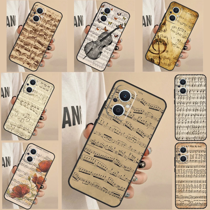 Sheet Music Case For OPPO Reno 7 8 6 Lite 2Z 3 4 5 Z 8T OPPO Find X6 Pro X3 Lite X2 Neo X5 Pro Cover