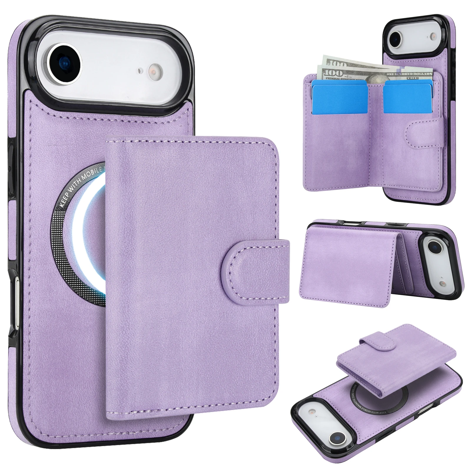 

Чехол-кошелек для iPhone 17 Pro Max 17, совместимый с магнитным съемным магнитным чехлом-кошельком для телефона с держателем слота для карт