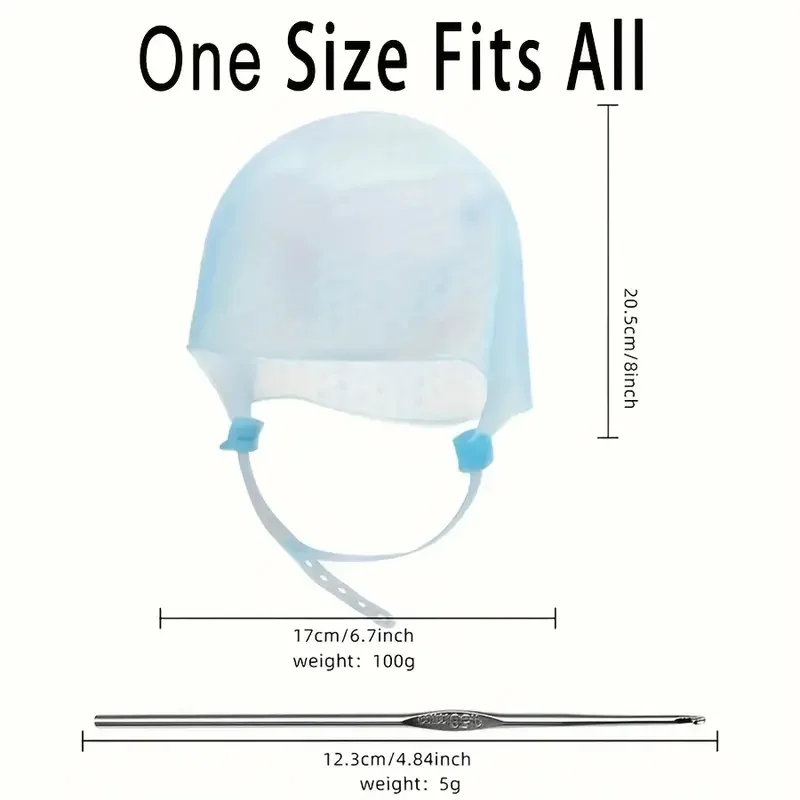 Reusable Silicone Hair Coloring Highlighting Cap with Metal Hook Heat-Resistant Hair Dyeing Tool Salon Hairdressing Tipping Caps