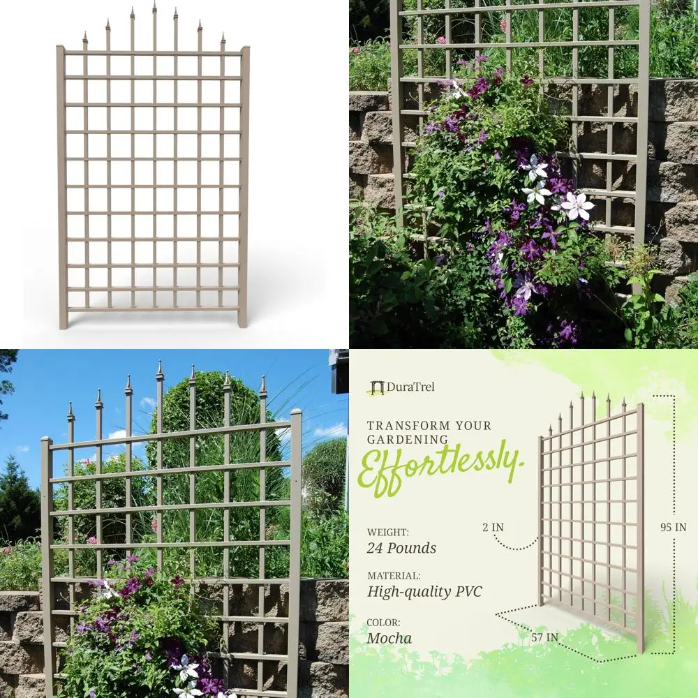 

Решетка для патио в саду на открытом воздухе — винил ПВХ, 57 x 95 дюймов, мокко, с винтами для настенного крепления, Винчестер 57