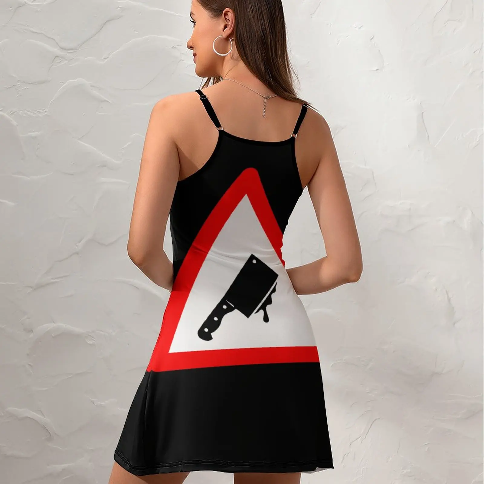 Sexy  Woman's Gown Dresses Meat Cleaver Chopper Road Sign Halloween  Women's Sling Dress Hot Sale  Clubs Humor