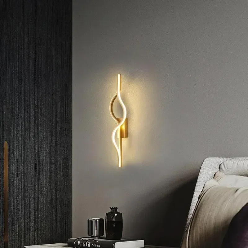 Minimalist Modern Nordic Long Wall Lamp Bedroom Living Room Grille Sofa Background Lamp Light Luxury Background Wall Art