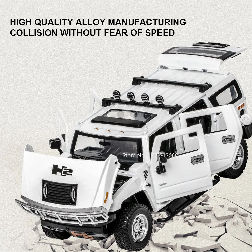 1:24 Hanma H2 Alloy Cars Models Diecasts Toy Vehicles with Light