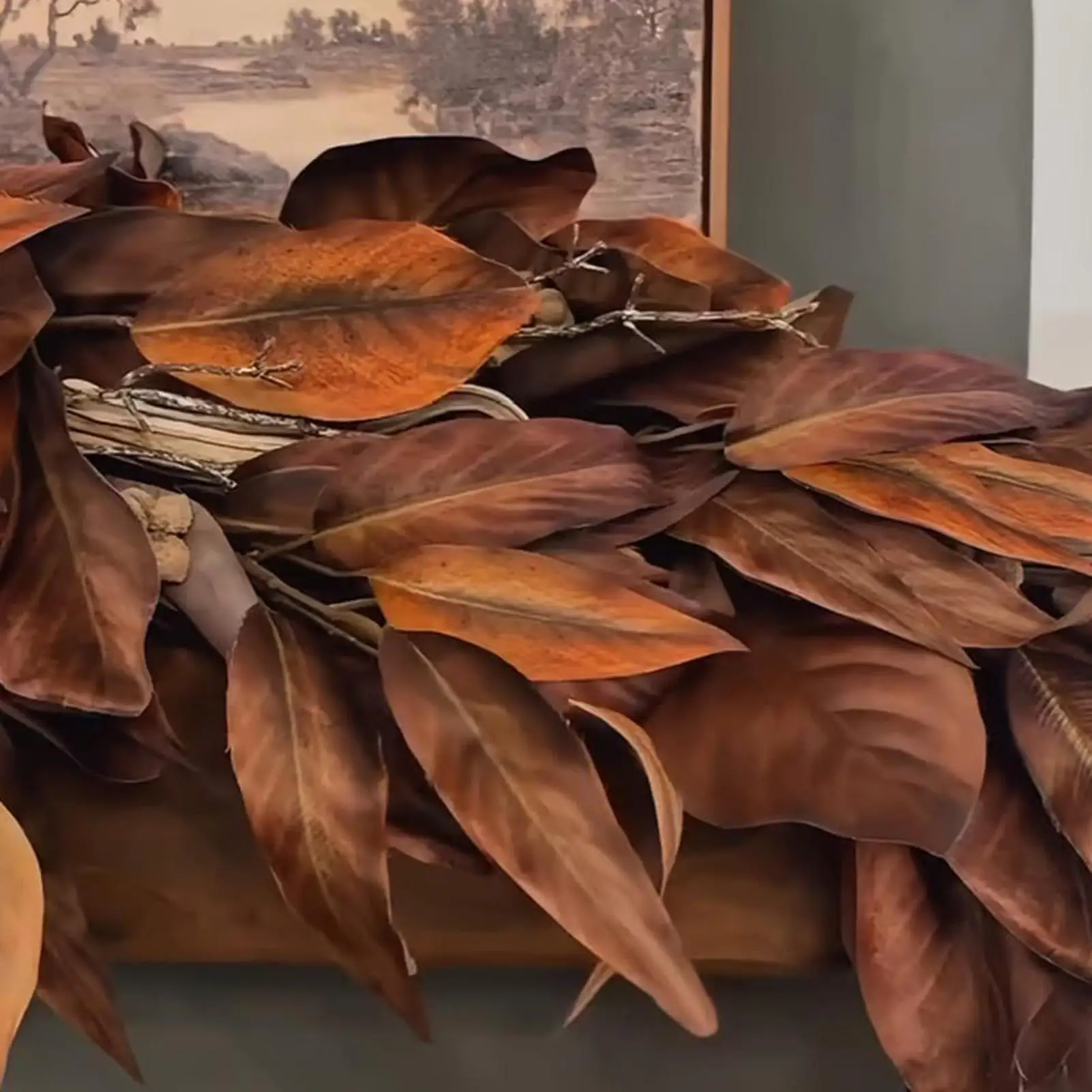 

Magnolia Garland 6 Ft Fake Porch Ornament Magnolia Leaves Pine Cones Garland For Harvest Kitchen Window Wall Classroom Door