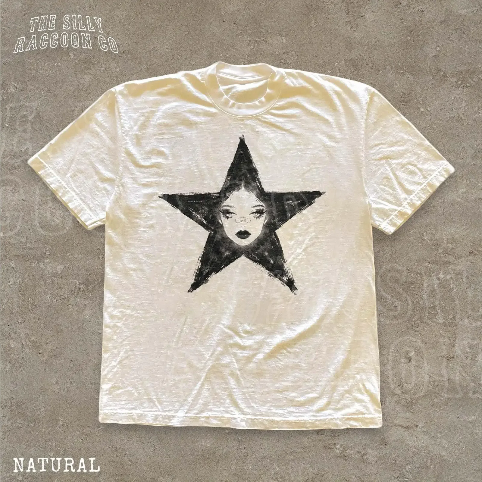 Star Girl T Shirt Dark Feminine Ink Art Grunge Portrait Edgy For Her Y2K Alt Aesthetic vintage Washed Comfortable Casual