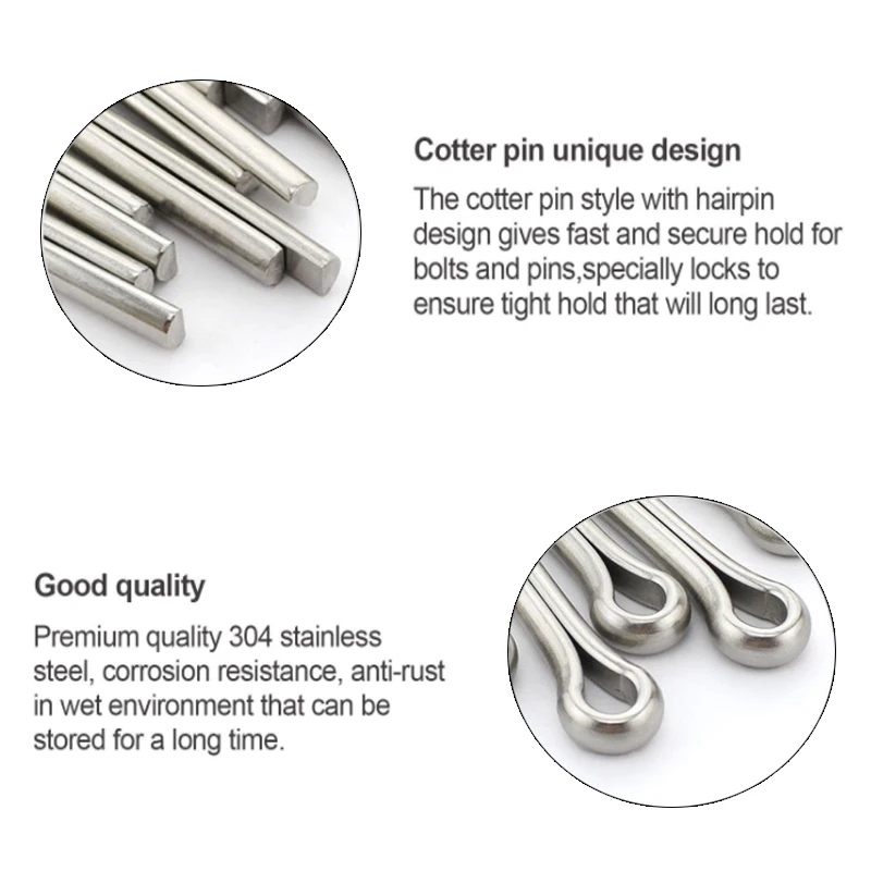 M1M1.5M2M2.5M3M4M5M6M8 304 Stainless Steel U Shape Type Spring Cotter Hair Pin Split Clamp Tractor Open Elastic Clip For Car