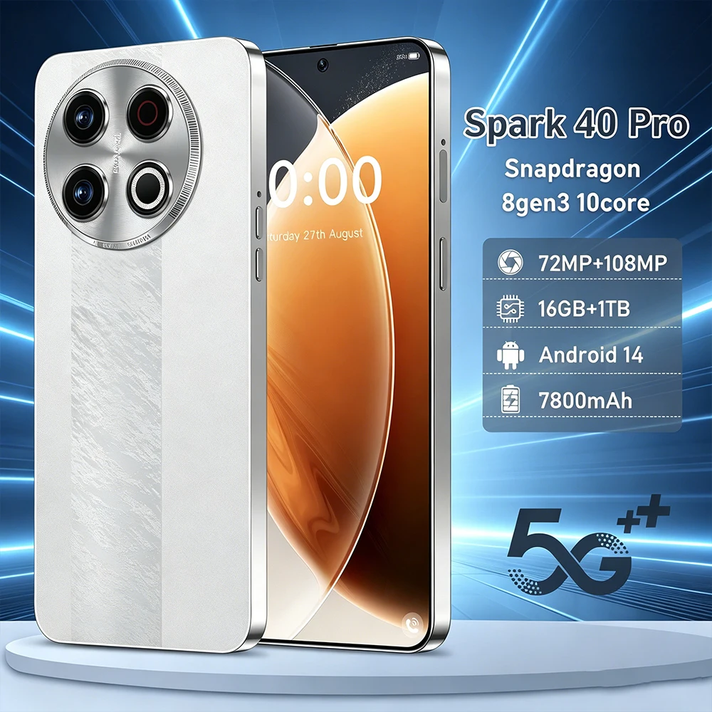 Smartphone Spark 40 Pro - Bateria 7800mAh e Versão Global