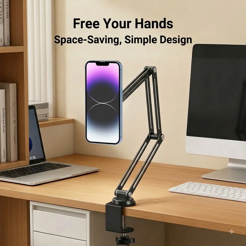 Adjustable Magnetic Tablet Phone Holder Clamp‑on Desk Partition Mount Flexible Multi‑Joint Arm For Office Video Watching Live