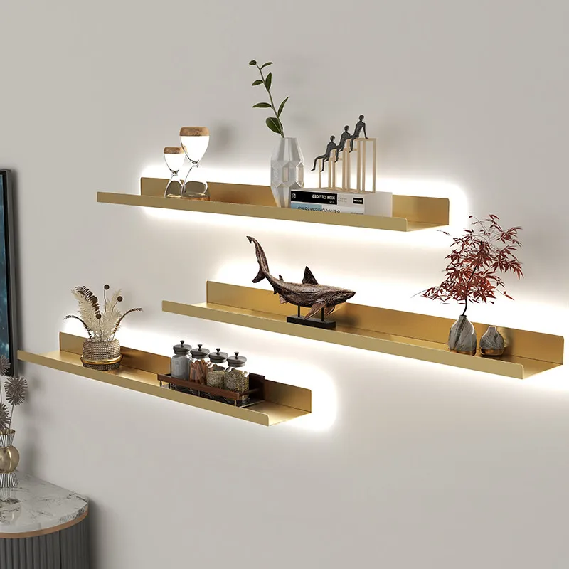 

Luminous Wall-mounted Storage Rack Modern Minimalist Floating Bookshelf Creative Wall Display Rack for Living Room Home Decor