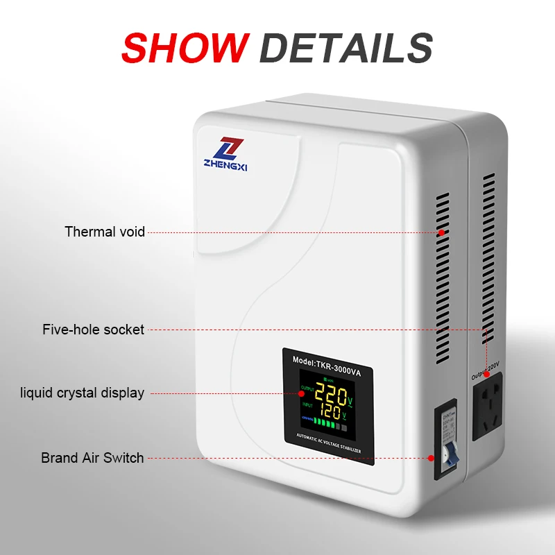 ZX Factory voltage stabilizer TKR-3000VA 5000VA single phase AVR 220v automatic voltage regulator for air conditioner