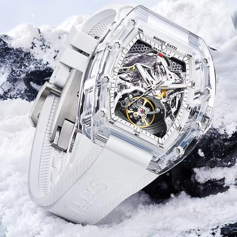 

BONEST GATTI 6001 Automatic Mechanical Watch Mount Everest Men's Watch Hollow Trend Watches for Men