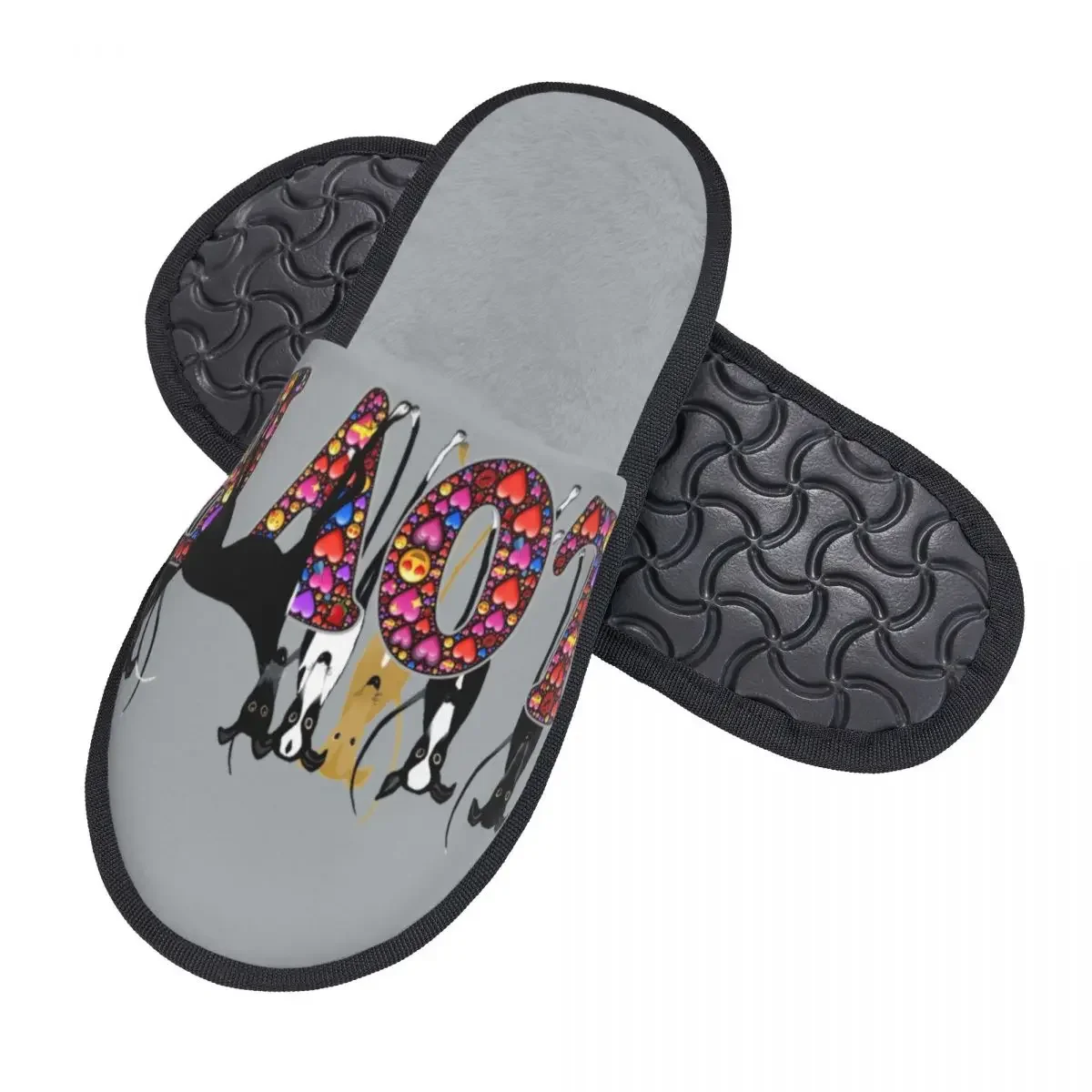 Custom Love Hounds Soft Memory Foam House Slippers Women Greyhound Whippet Sighthound Dog Comfy Warm Anti-skid Sole Slipper