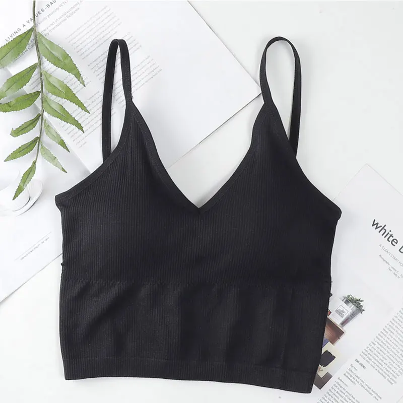 CHRLEISURE confezione di un pezzo reggiseno senza cuciture con cinturino lungo a U grande imbottito con canotta con ferretto per il Comfort sportivo