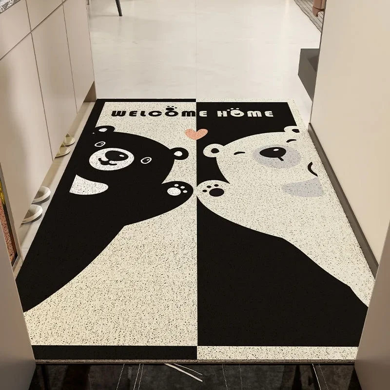 Cute Monster Cartoon Entrance Mat Non-Slip Hallway Rug Home Foot Pad Trimable for Living Room and Kitchen Use
