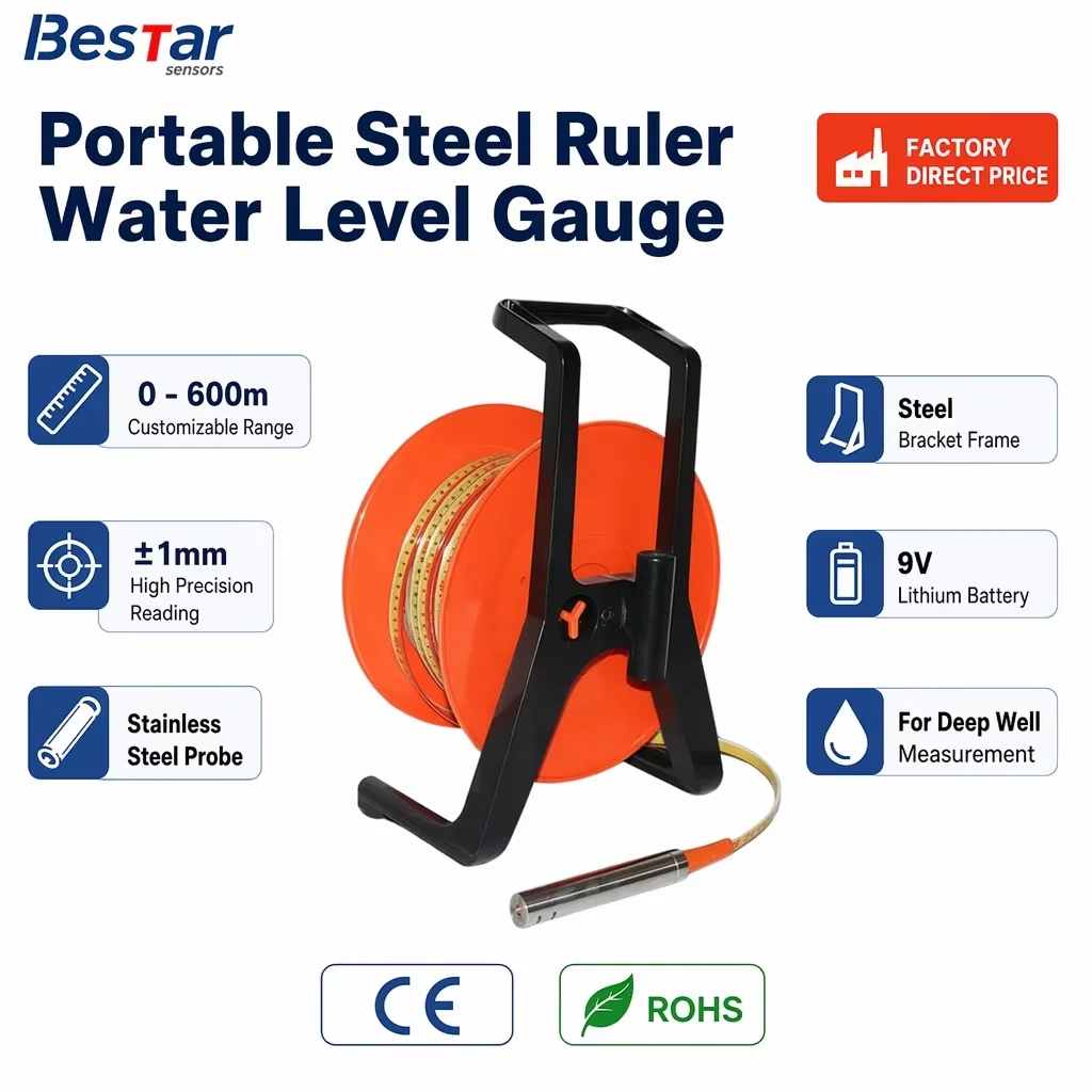 100m Deep Well Water Level Indicator Stainless Steel Ruler 1mm Accuracy 0-100m Measurement Range Water Survey Equipment
